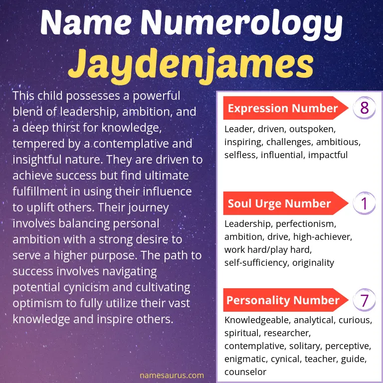 numerology of the name jaydenjames.