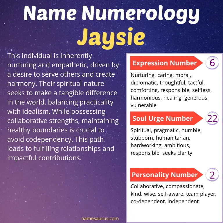 numerology of the name jaysie.