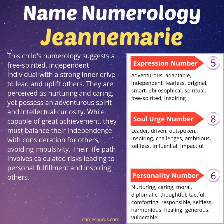 numerology of the name jeannemarie.