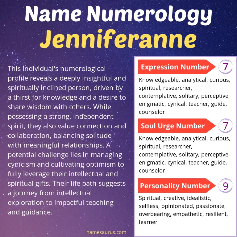 numerology of the name jenniferanne.