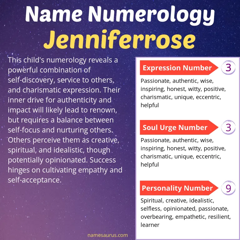 numerology of the name jenniferrose.
