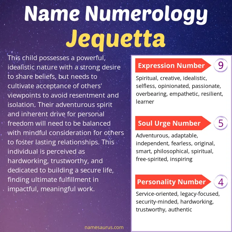 numerology of the name jequetta.