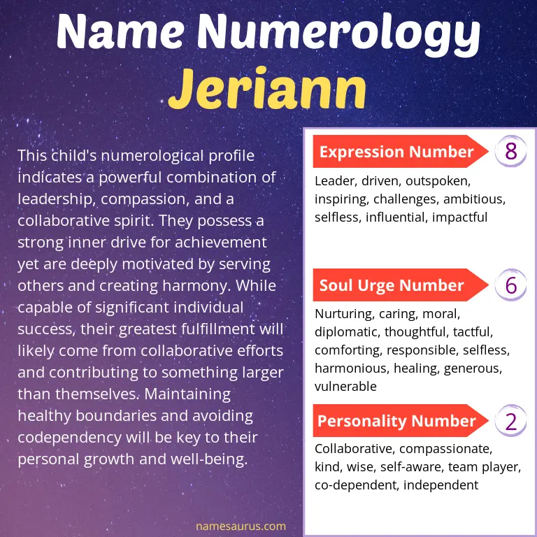 numerology of the name jeriann.