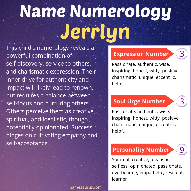 numerology of the name jerrlyn.