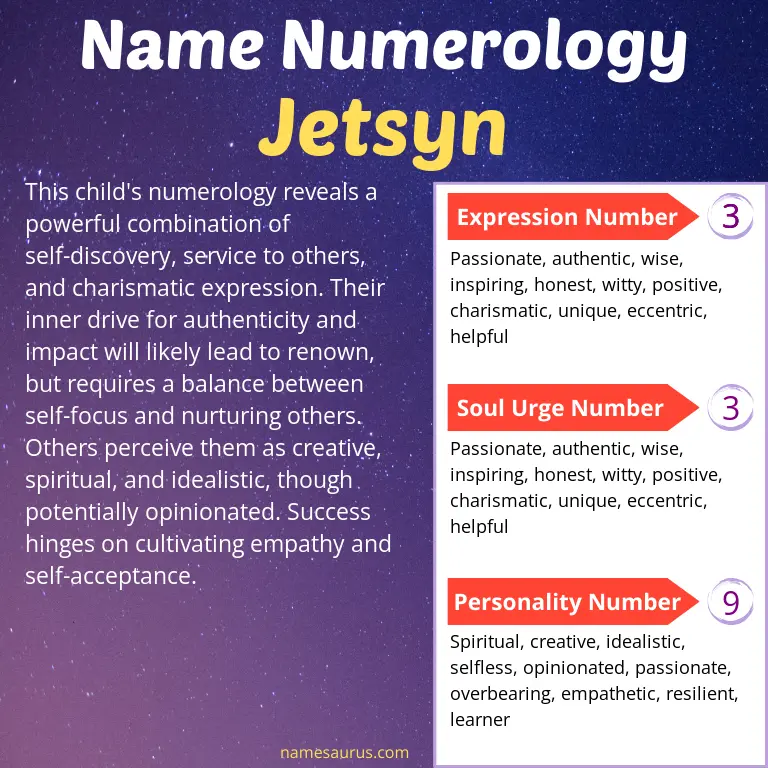 numerology of the name jetsyn.