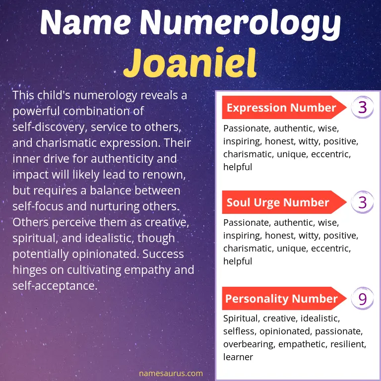 numerology of the name joaniel.