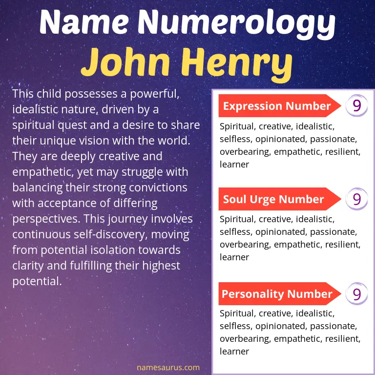 numerology of the name john henry.