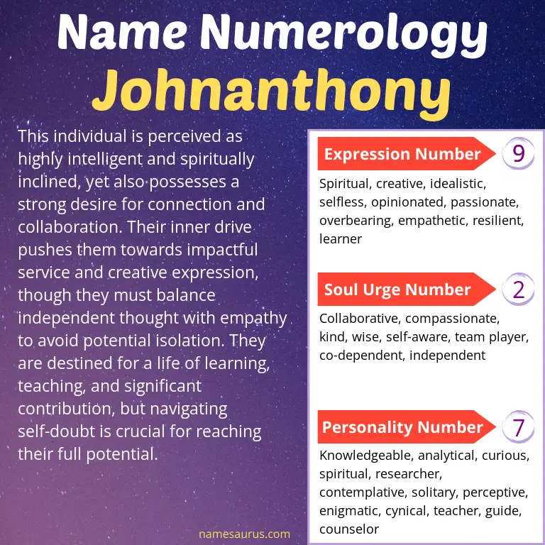 numerology of the name johnanthony.