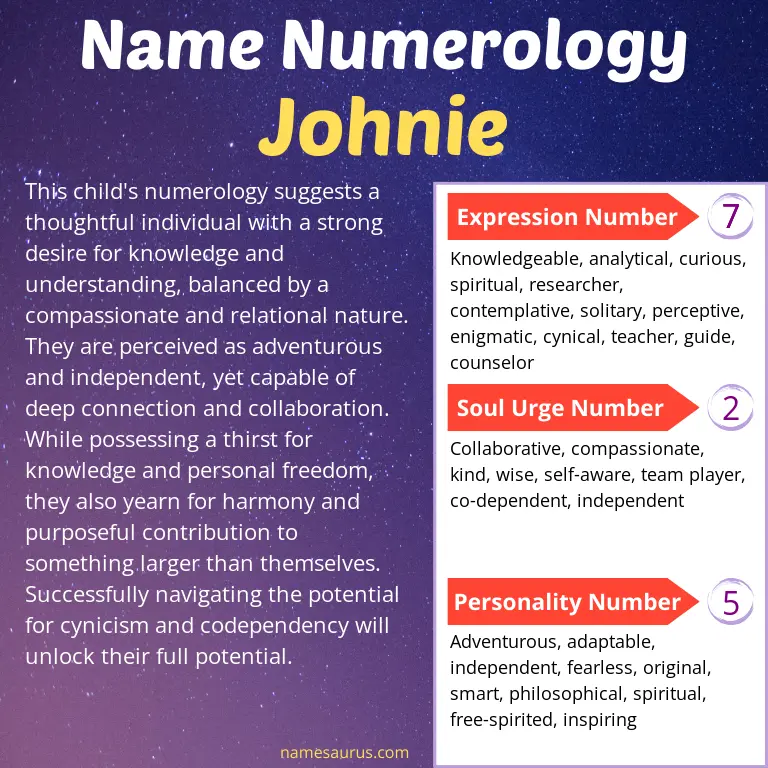 numerology of the name johnie.
