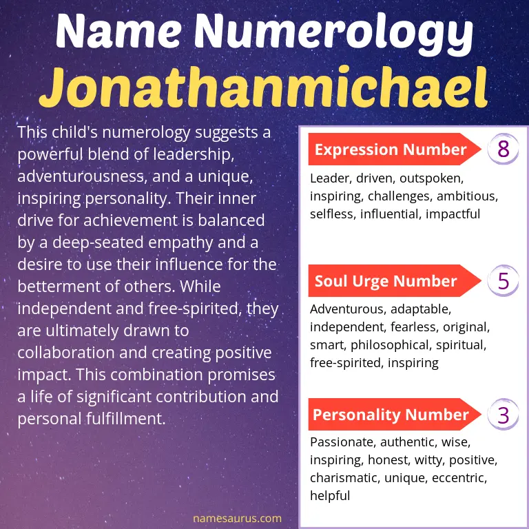 numerology of the name jonathanmichael.