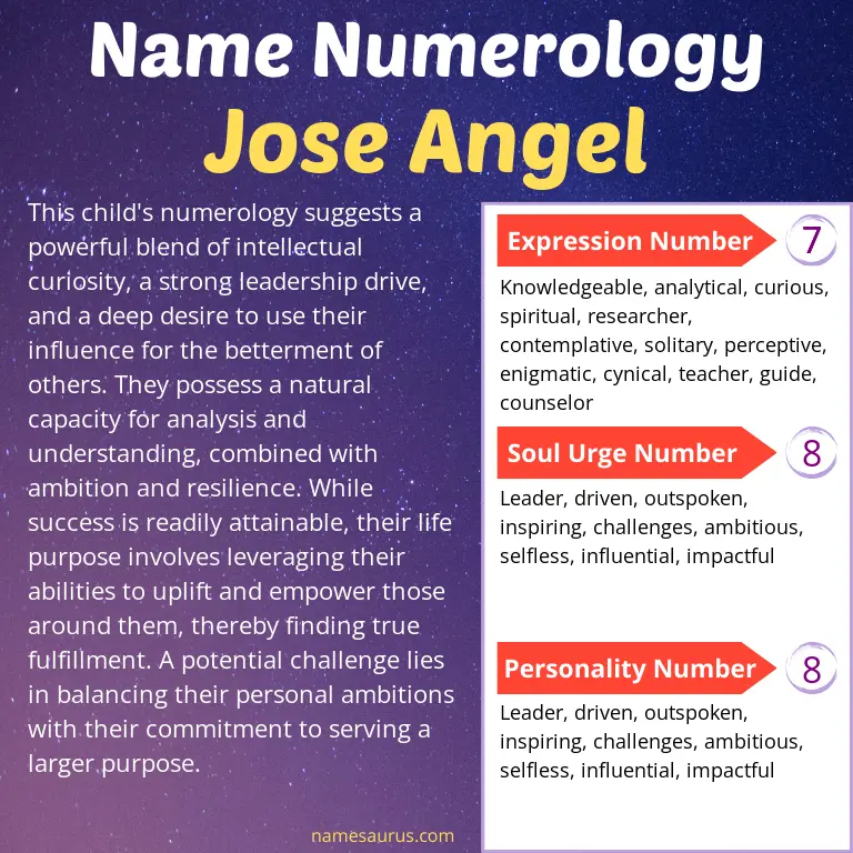 numerology of the name jose angel.