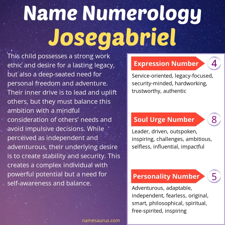 numerology of the name josegabriel.