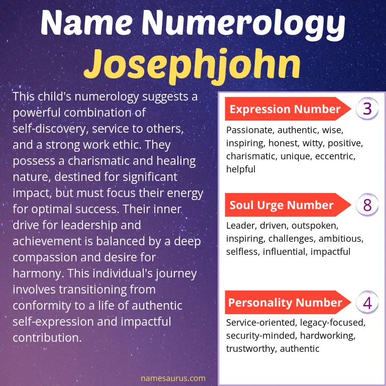 numerology of the name josephjohn.