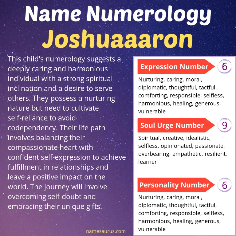 numerology of the name joshuaaaron.