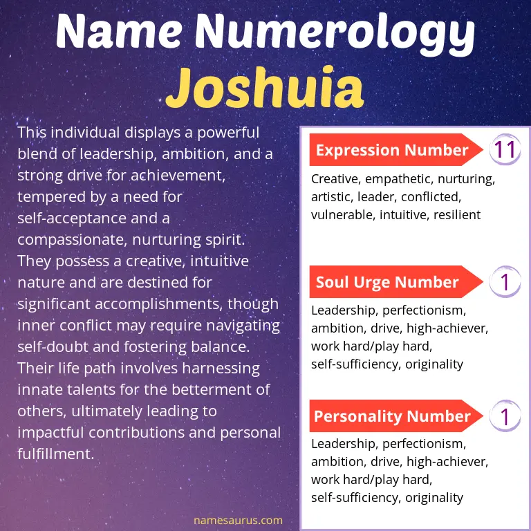 numerology of the name joshuia.