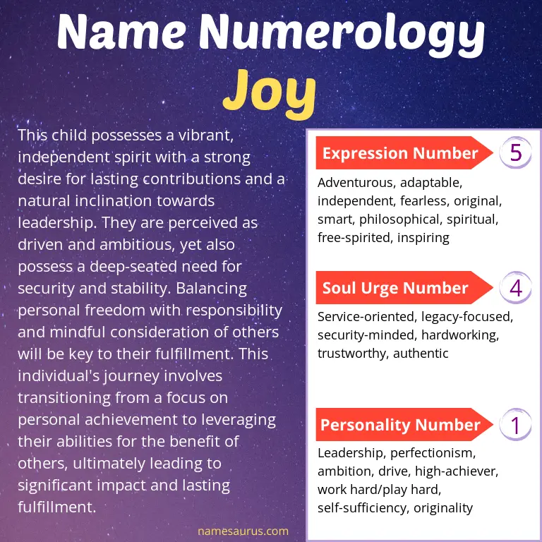 numerology of the name joy.