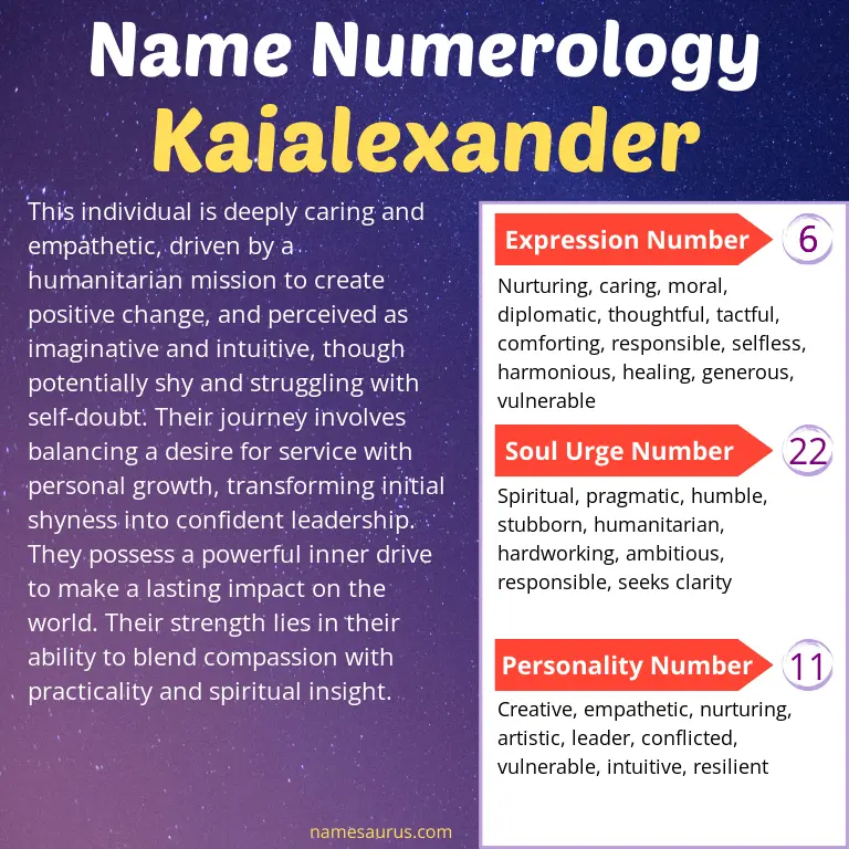 numerology of the name kaialexander.