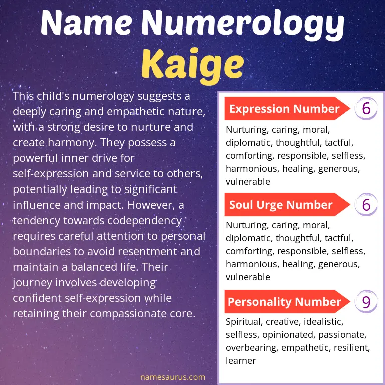 numerology of the name kaige.