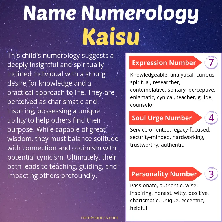 numerology of the name kaisu.
