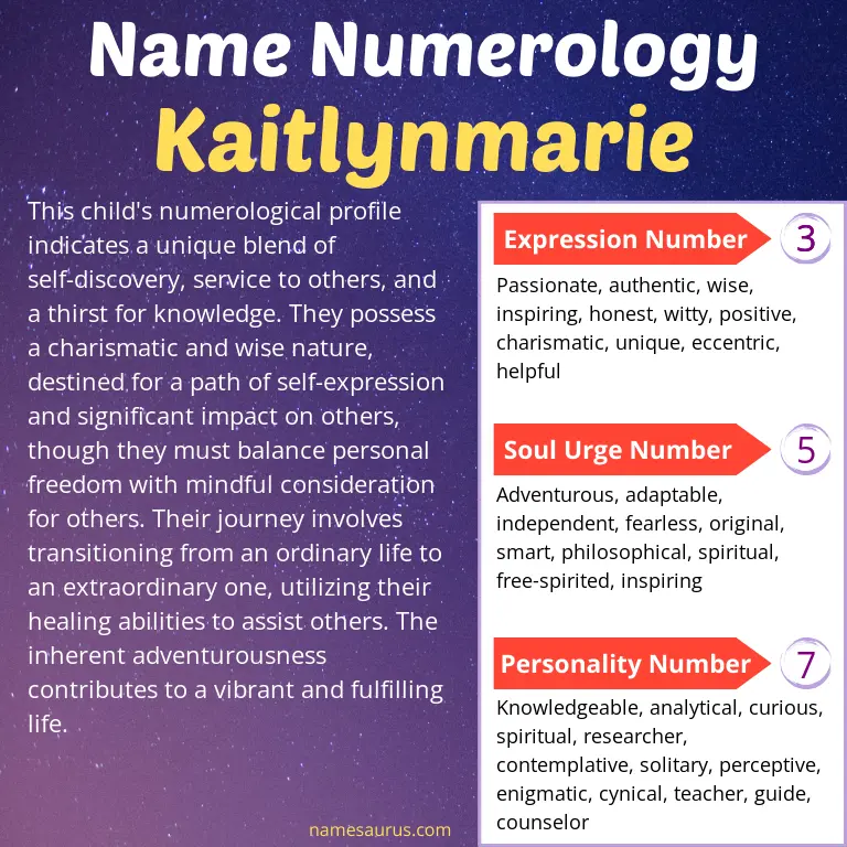 numerology of the name kaitlynmarie.