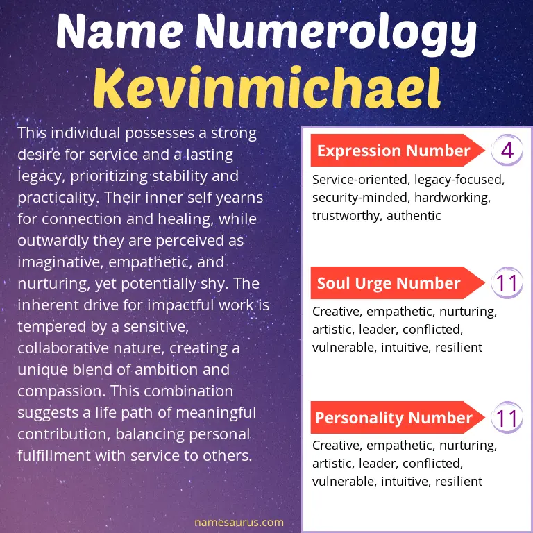numerology of the name kevinmichael.