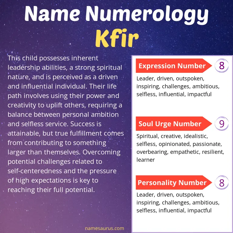 numerology of the name kfir.