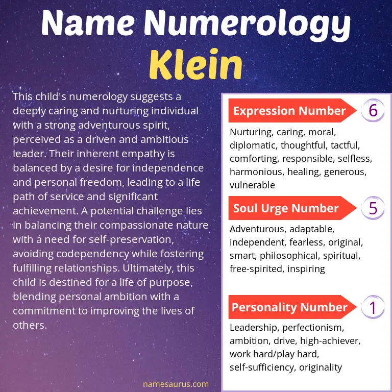 numerology of the name klein.