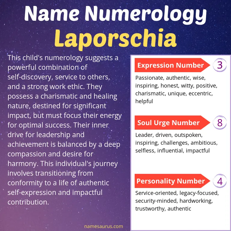 numerology of the name laporschia.