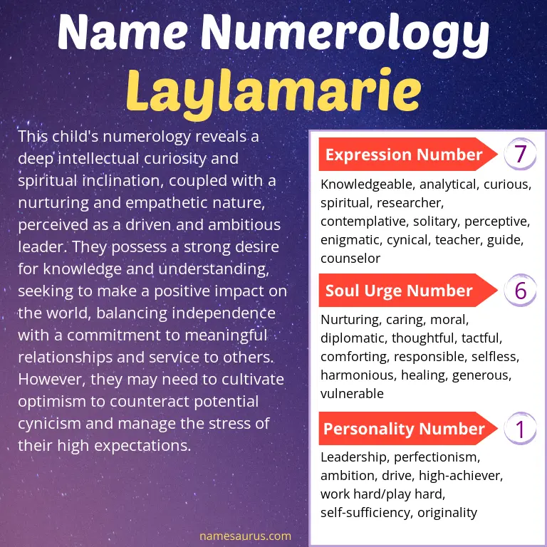 numerology of the name laylamarie.