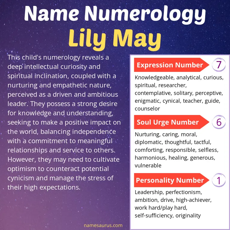 numerology of the name lily may.