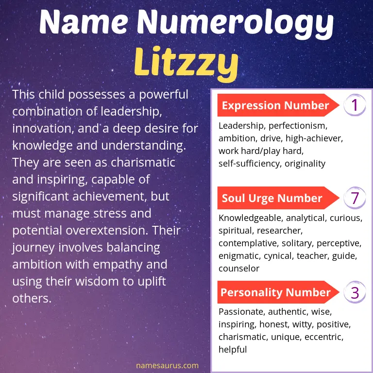 numerology of the name litzzy.