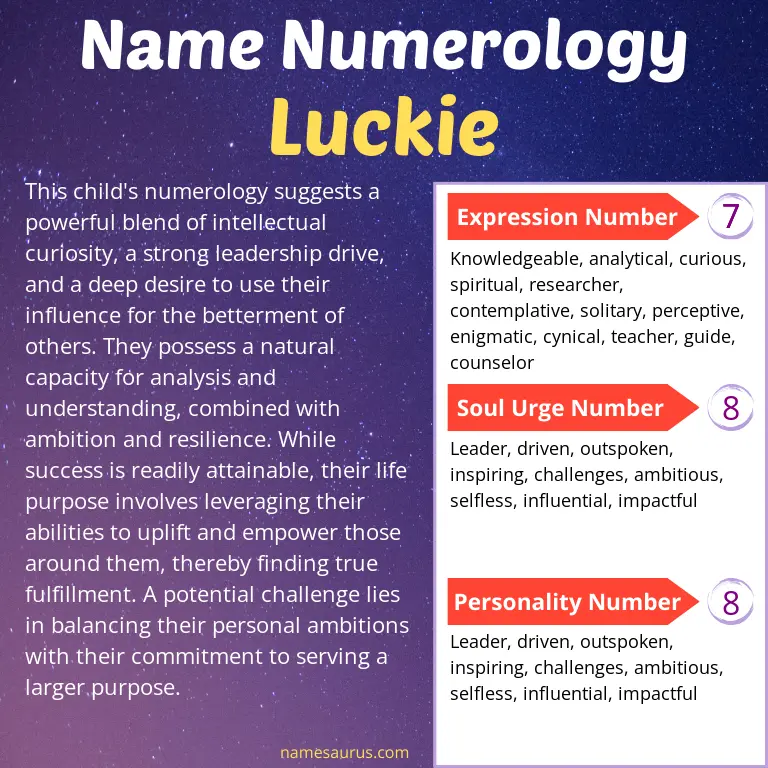 numerology of the name luckie.