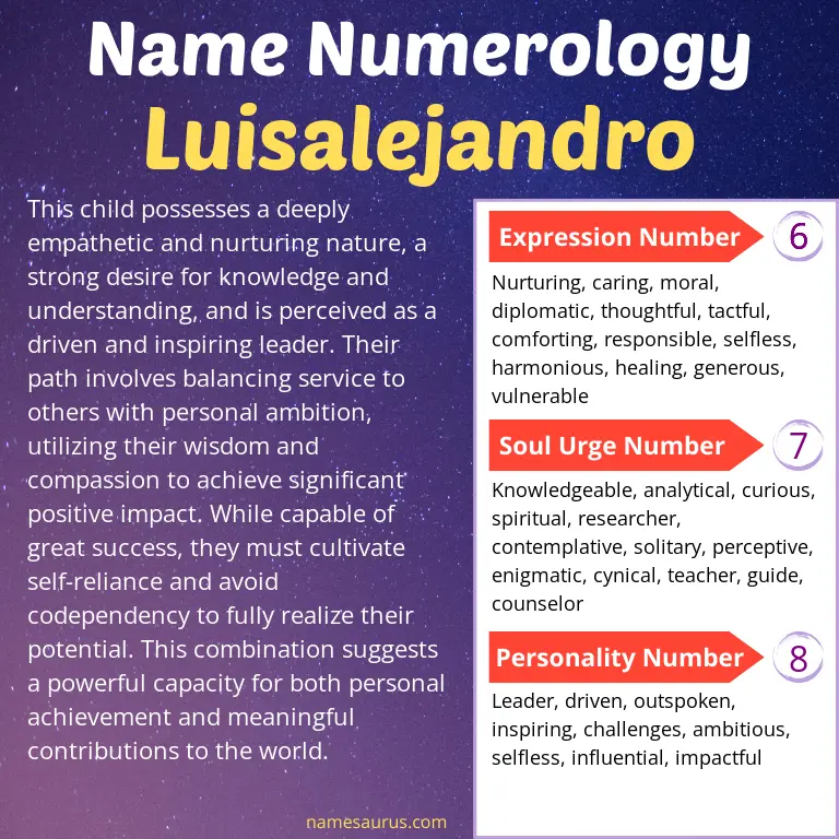 numerology of the name luisalejandro.