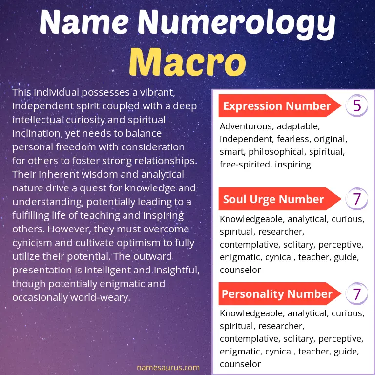 numerology of the name macro.