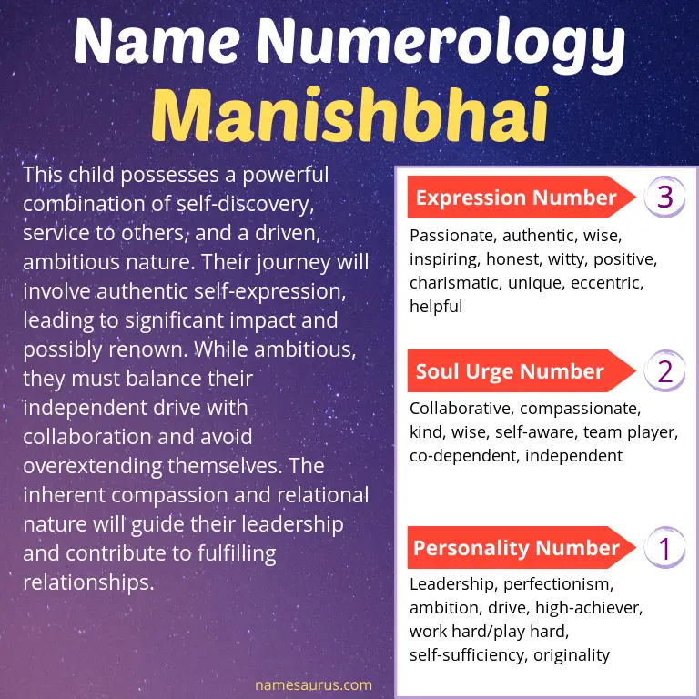 numerology of the name manishbhai.