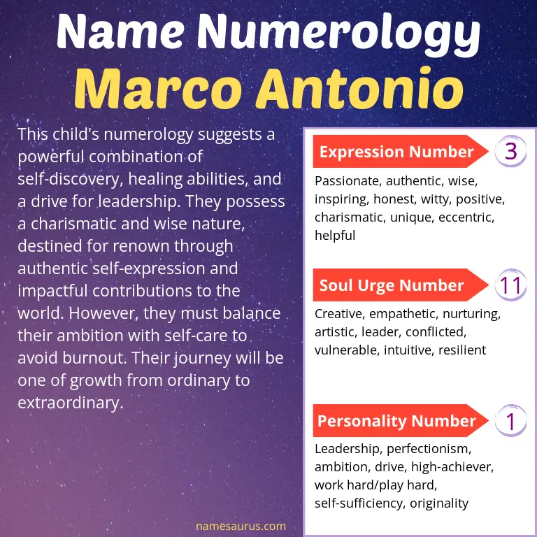 numerology of the name marco antonio.