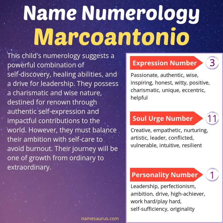 numerology of the name marcoantonio.