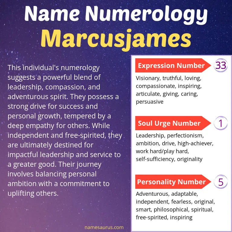 numerology of the name marcusjames.