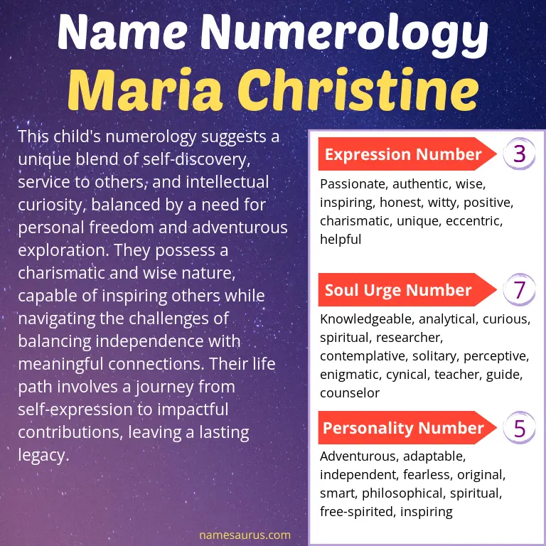 numerology of the name maria christine.