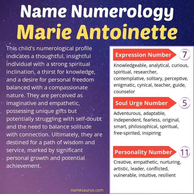 numerology of the name marie antoinette.