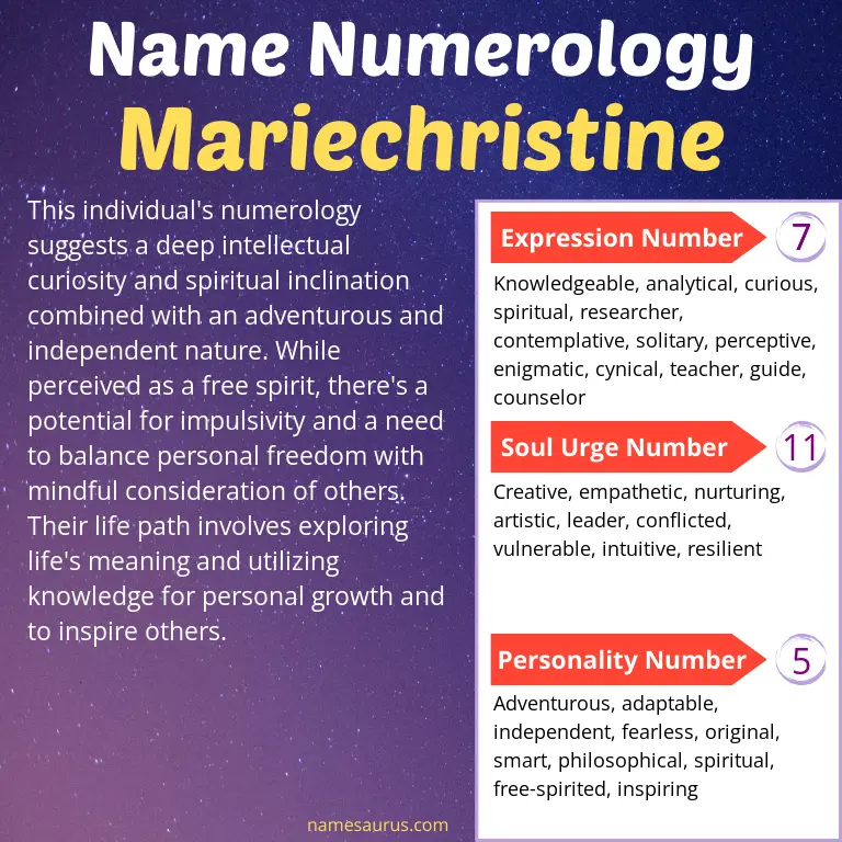 numerology of the name mariechristine.