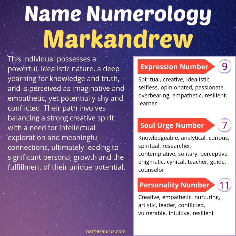 numerology of the name markandrew.