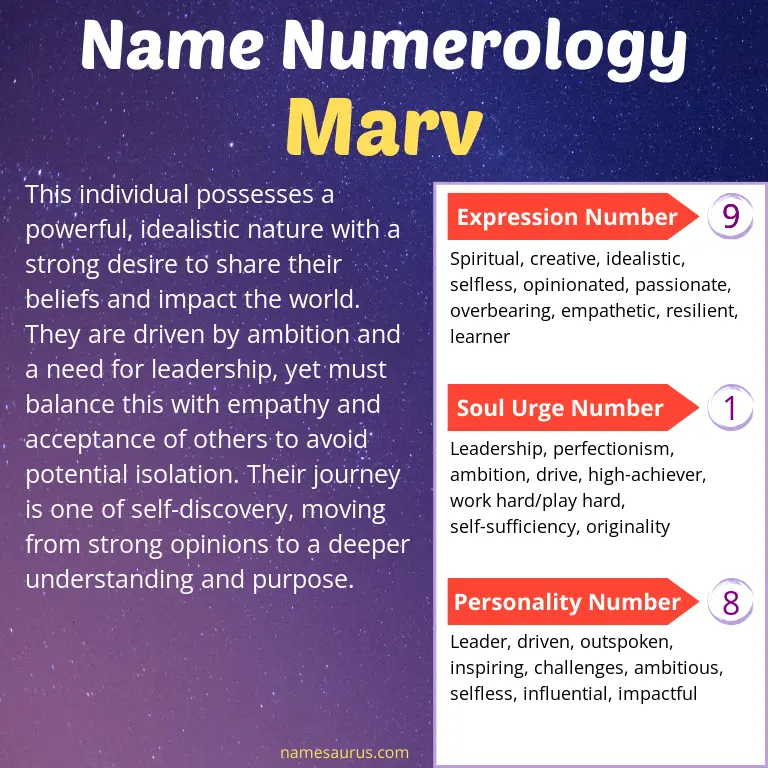 numerology of the name marv.