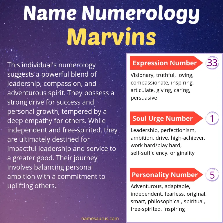 numerology of the name marvins.