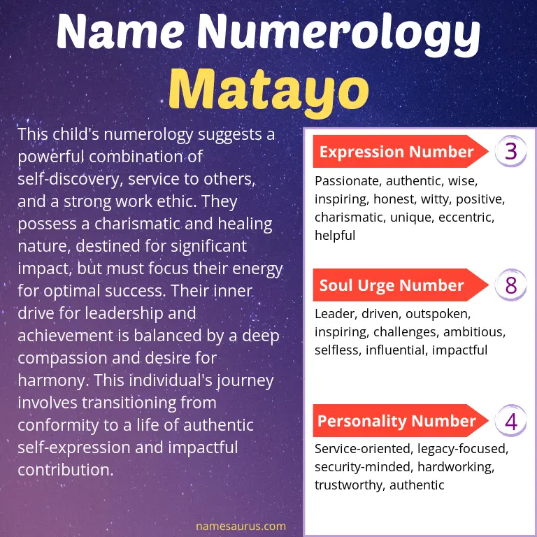 numerology of the name matayo.