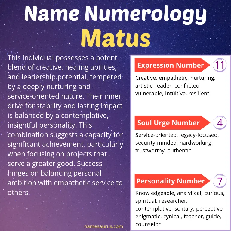 numerology of the name matus.