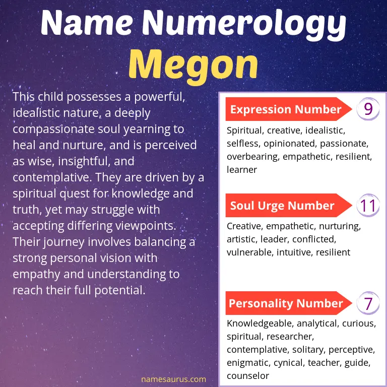 numerology of the name megon.