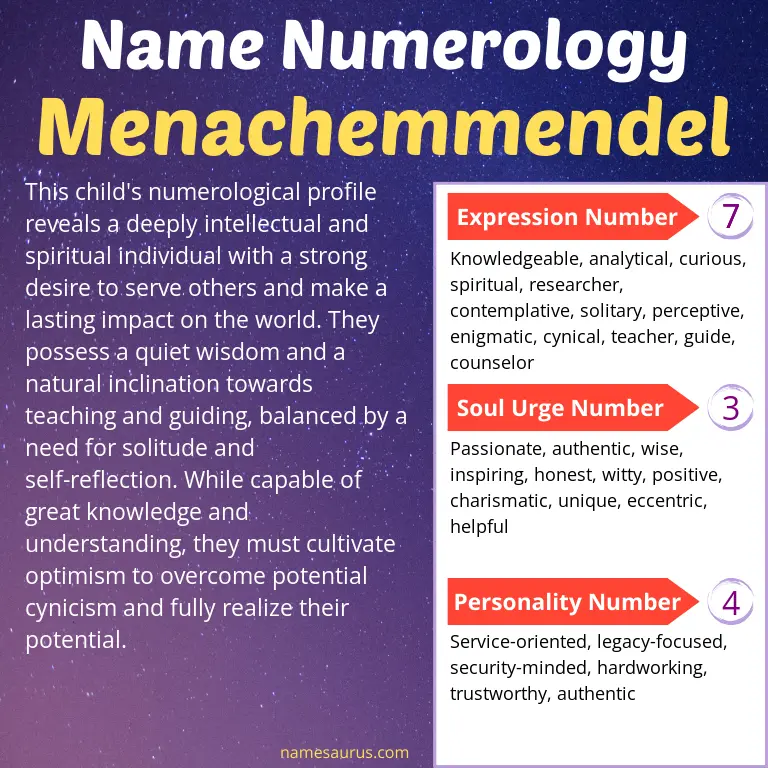 numerology of the name menachemmendel.