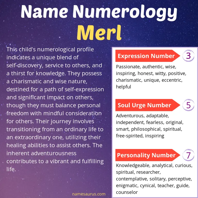 numerology of the name merl.