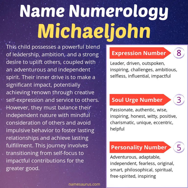 numerology of the name michaeljohn.